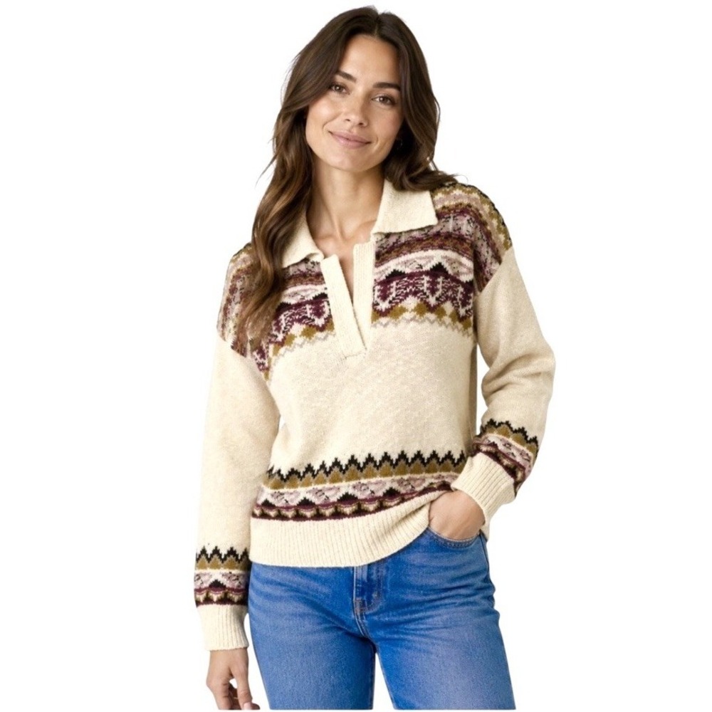 Sundance Calder Fair Isle Sweater M Nordic Style Apres- Ski Cozy Chunky Knit